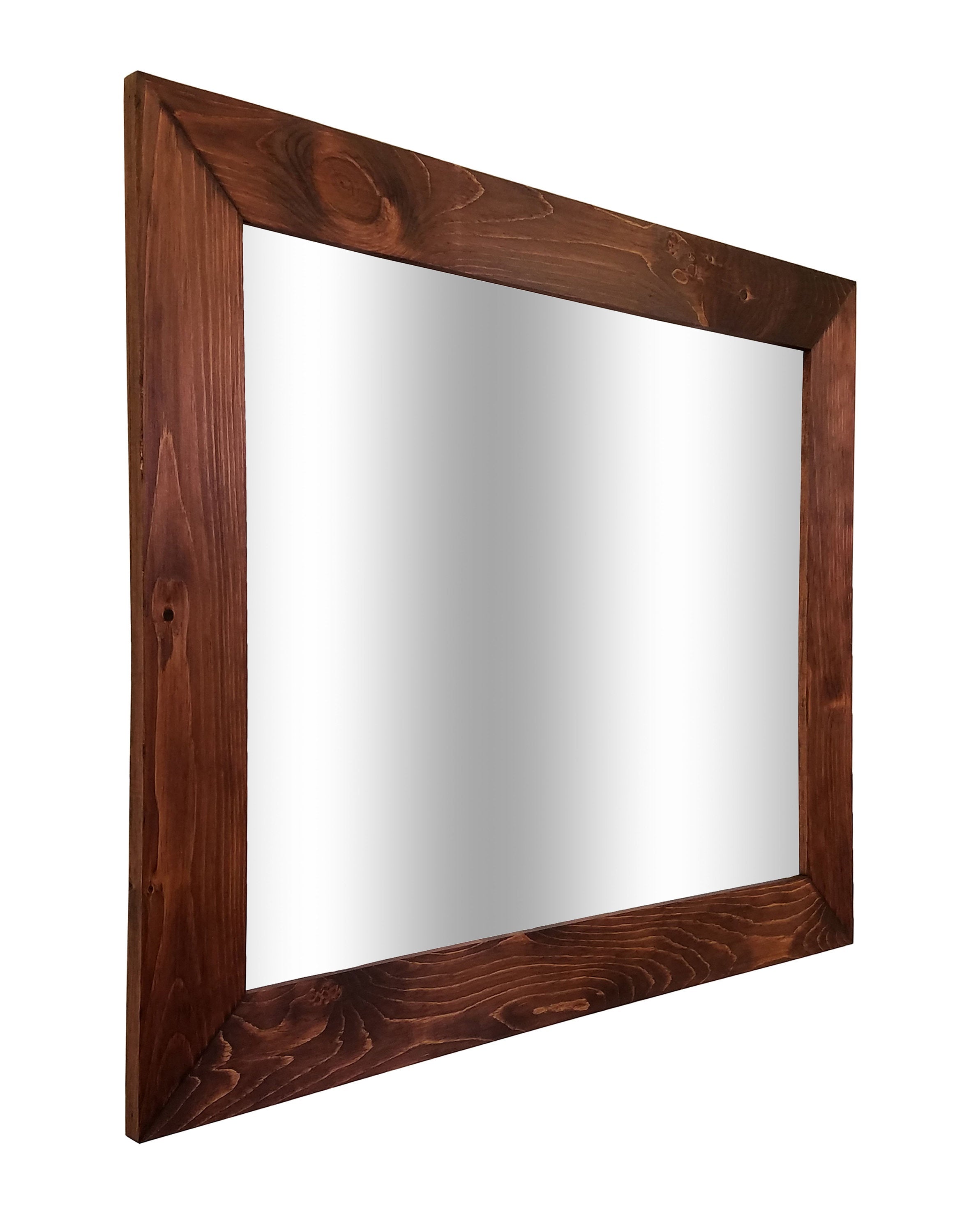 Shiplap Reclaimed Wood Mirror Shown in Red Oak, 4 Sizes & 20 Stains - Renewed Decor & Storage