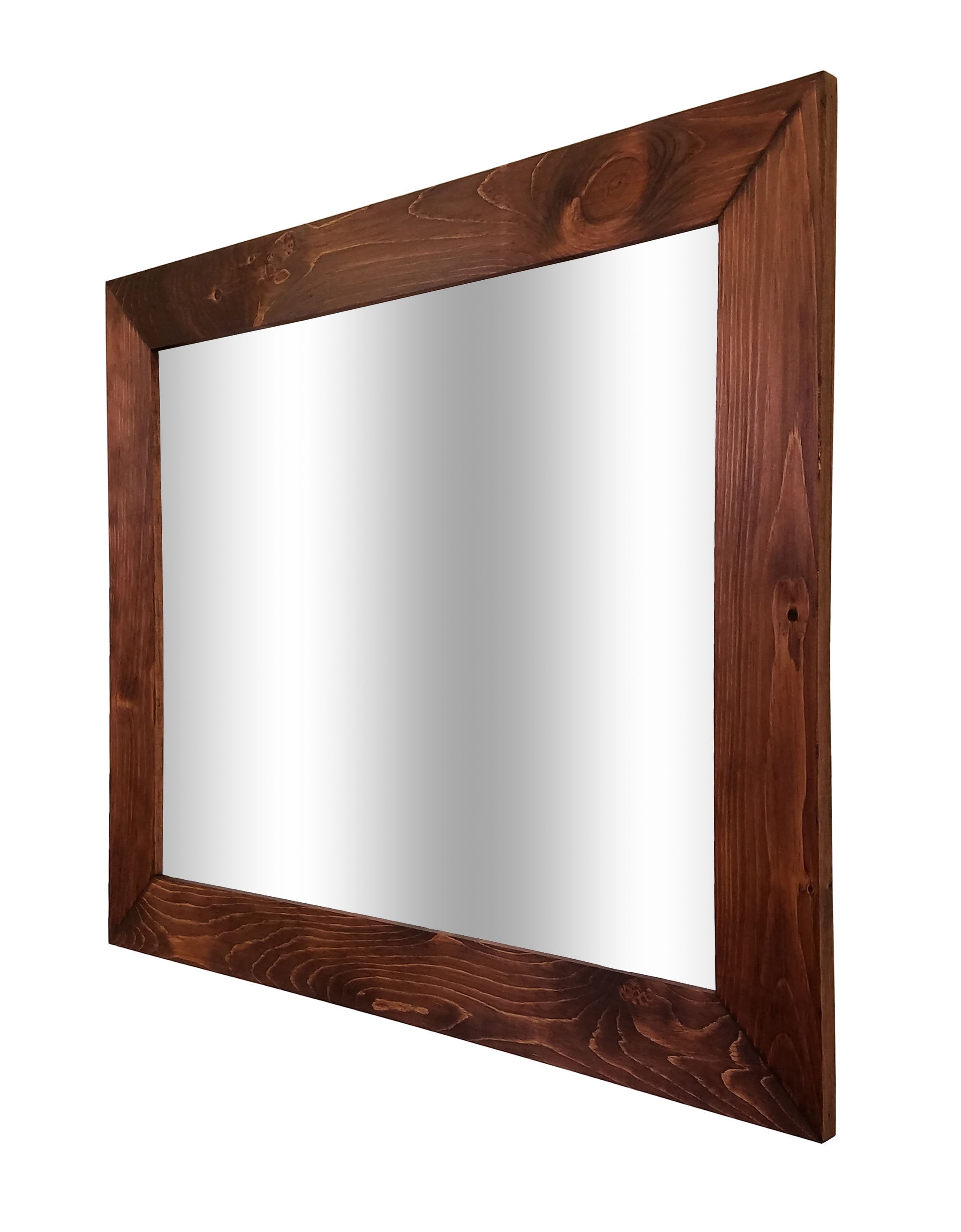 Shiplap Reclaimed Wood Mirror Shown in Red Oak, 4 Sizes & 20 Stains - Renewed Decor & Storage