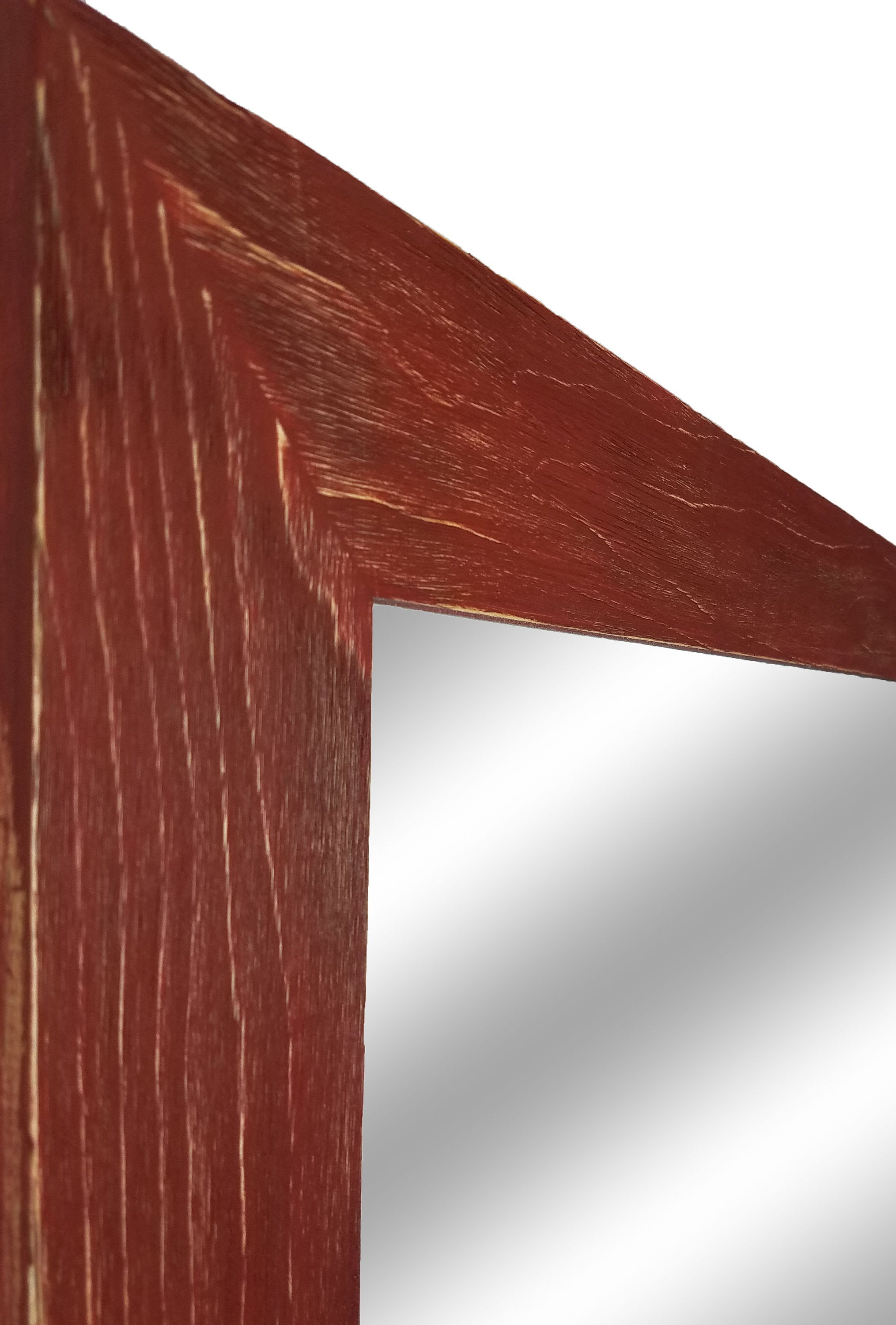 Shiplap Reclaimed Wood Mirror Shown in Sundried Tomato Red, 4 Sizes & 20 Colors - Renewed Decor & Storage