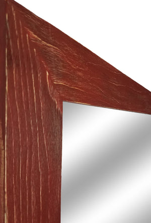 Shiplap Reclaimed Wood Mirror Shown in Sundried Tomato Red, 4 Sizes & 20 Colors - Renewed Decor & Storage