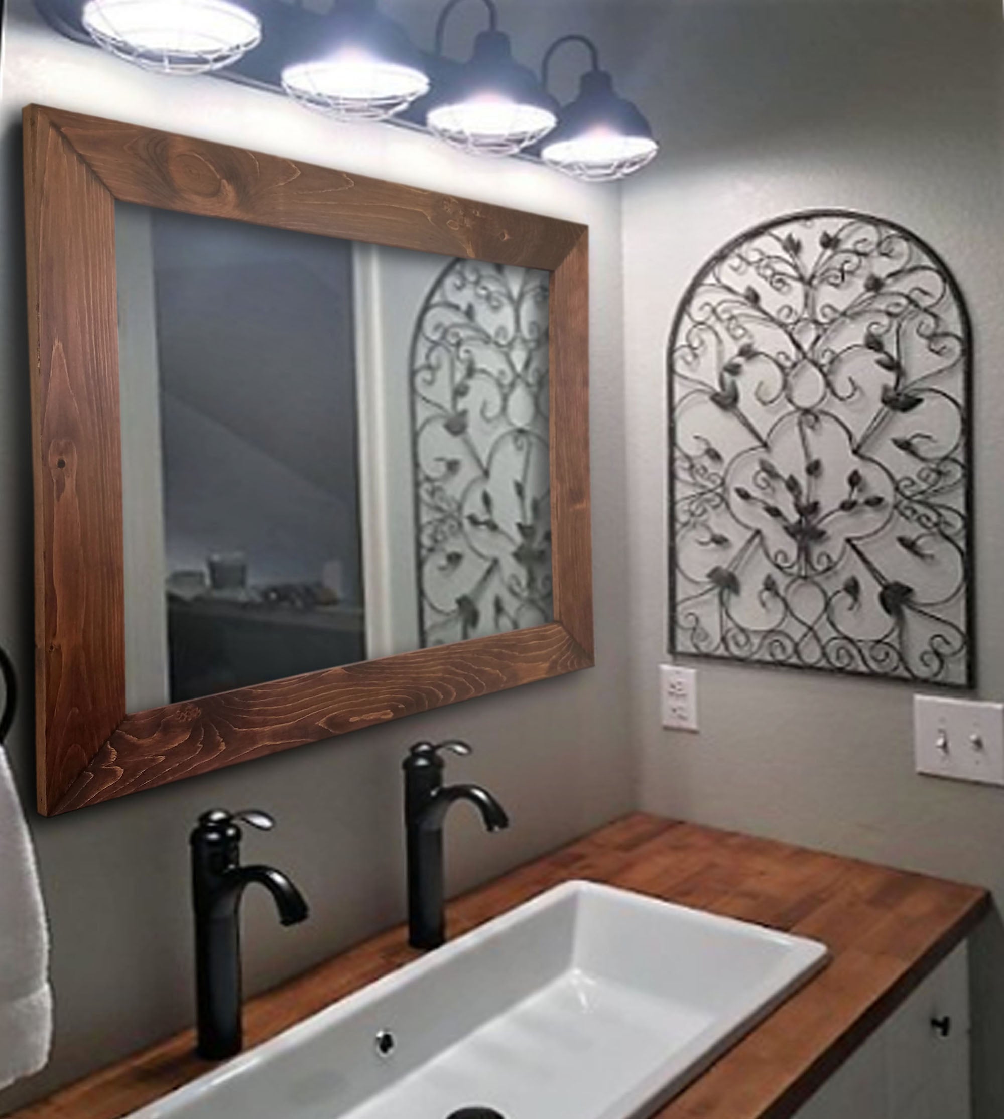 Shiplap Reclaimed Wood Mirror Red Oak4
