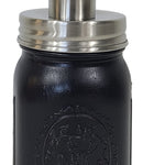 Mason Jar Pump Dispenser Hand Painted, Shown in Kettle Black with Silver Lid