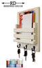 Sydney Slat Front, Mail Holder Organizer and Key Holder, Available with up to 3 Single Key Hooks – 20 Colors: Shown in Antique White - Renewed Decor & Storage