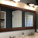 Custom Sized Farmhouse Rustic Wood Framed Mirror, Shown in Special Walnut