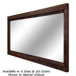 Farmhouse Wood Framed Wall Mirror, 5 Sizes & 20 Colors, Shown in Special Walnut