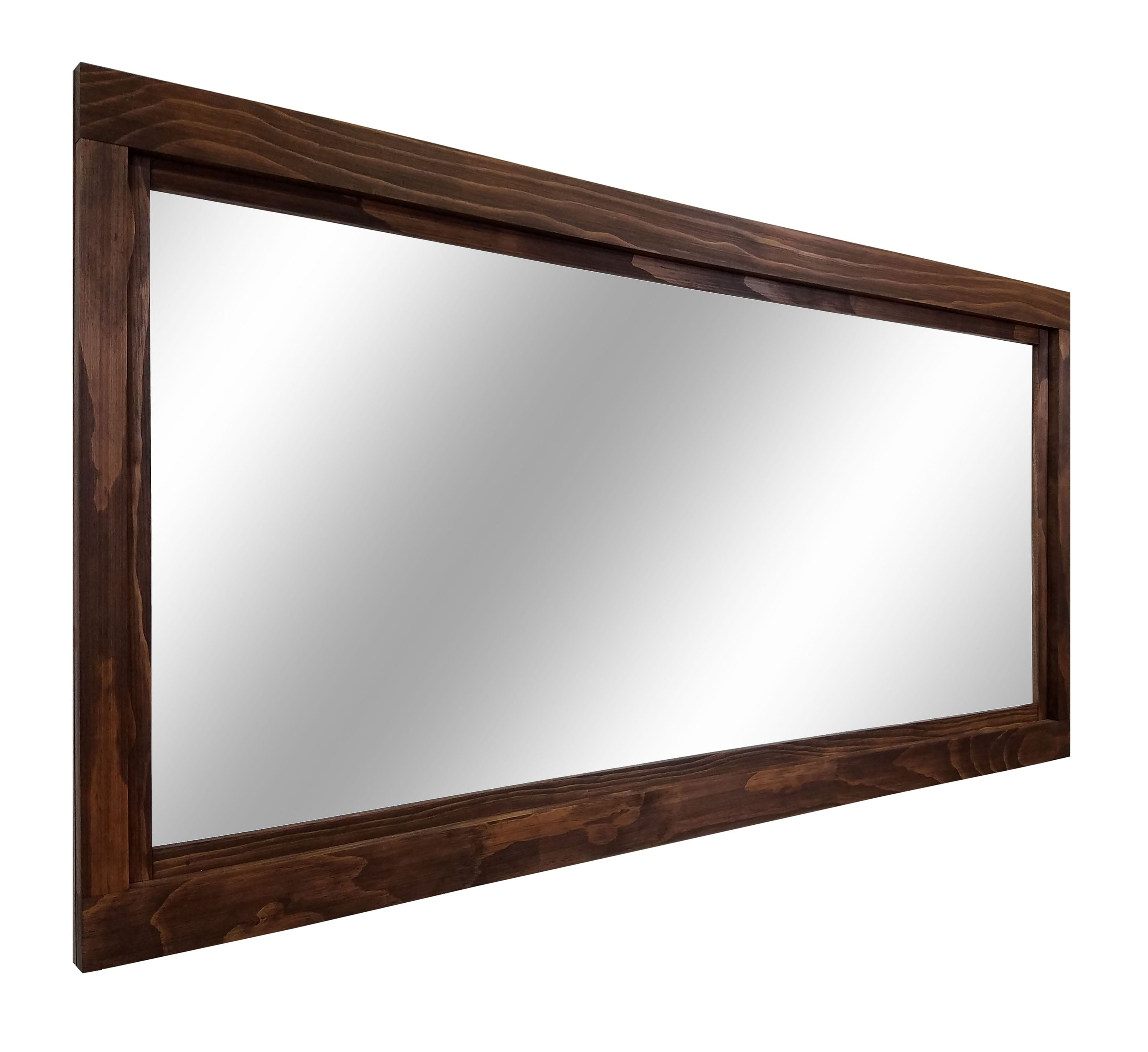 Farmhouse Wood Framed Wall Mirror, 5 Sizes & 20 Colors, Shown in Special Walnut