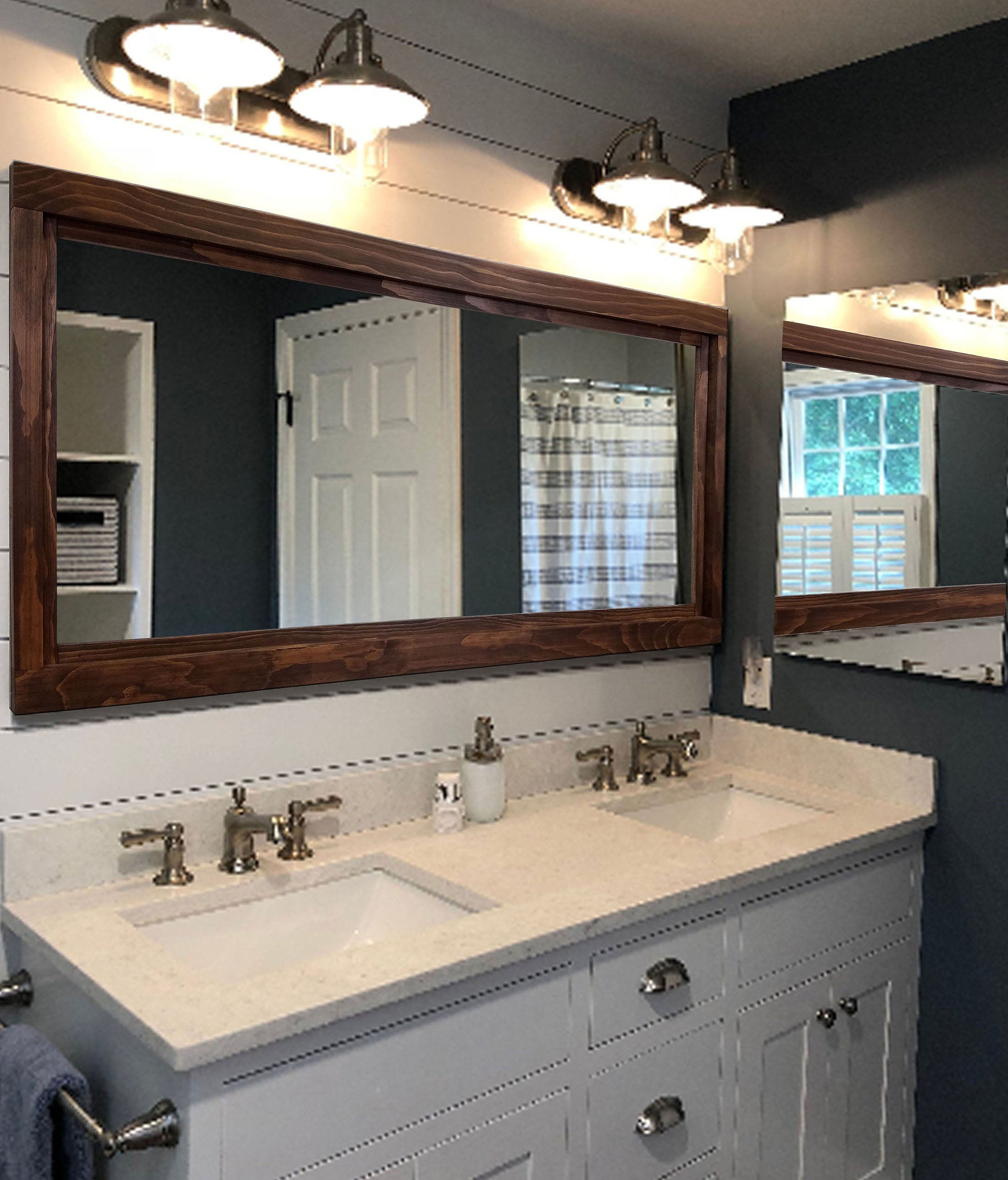 Farmhouse Wood Framed Wall Mirror, Custom Sizes & 20 Colors, Handmade in the USA