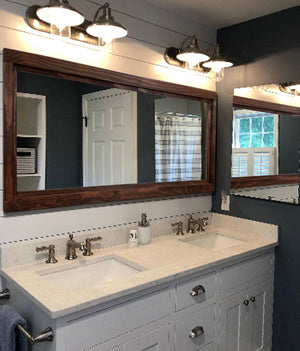 Farmhouse Wood Framed Wall Mirror, Custom Sizes & 20 Colors, Handmade in the USA