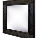 Herringbone Framed Mirror Custom Square Sizes & 20 Stain Colors, Shown in Ebony