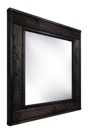 Herringbone Framed Mirror Custom Square Sizes & 20 Stain Colors, Shown in Ebony