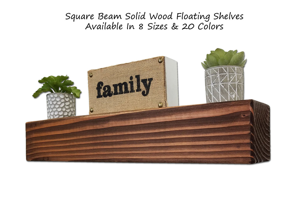 Square Beam Solid Wood Floating Shelves - Renewed Decor & Storage