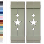 Amish Star Wooden Shutters - 20 Paint Colors, Shown in Avocado Green, Lane of Lenore