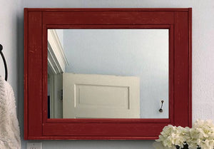 Herringbone Reclaimed Wood Mirror, 20 Colors, Shown in Sundried Tomato Red