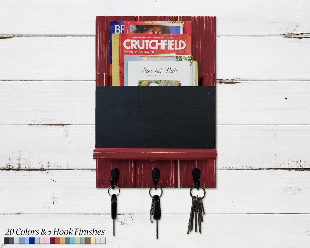 Chalkboard Front Sydney Mail Slot with Hooks, 20 Paint Colors, Lane of Lenore
