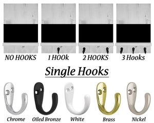 Sydney Mail Slot Number of Single Hooks, 5 Finishes Oiled Bronze, Nickel, Chrome, Brass, White