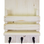 Sydney Slat Front, Mail Holder Organizer and Key Holder, Available with up to 3 Single Key Hooks – 20 Colors: Shown in Antique White - Renewed Decor & Storage