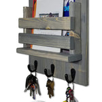 Sydney Slat Front, Mail Holder Organizer and Key Holder, Available with up to 3 Single Key Hooks – 20 Custom Colors: Shown in Classic Gray - Renewed Decor & Storage