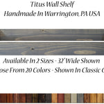 Titus Floating Wall Shelf, 20 Stain Colors - Wall Storage, Wall Organizer, Desk Organizer, Rustic Farmhouse Office Decor, Wall Shelves