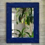 Herringbone Reclaimed Wood Mirror, 20 Colors, Shown in True Blue
