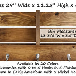 Union Barn Large Double Wall Bin Organizer with Hooks, Key Hook, Mail Holder - Renewed Decor & Storage