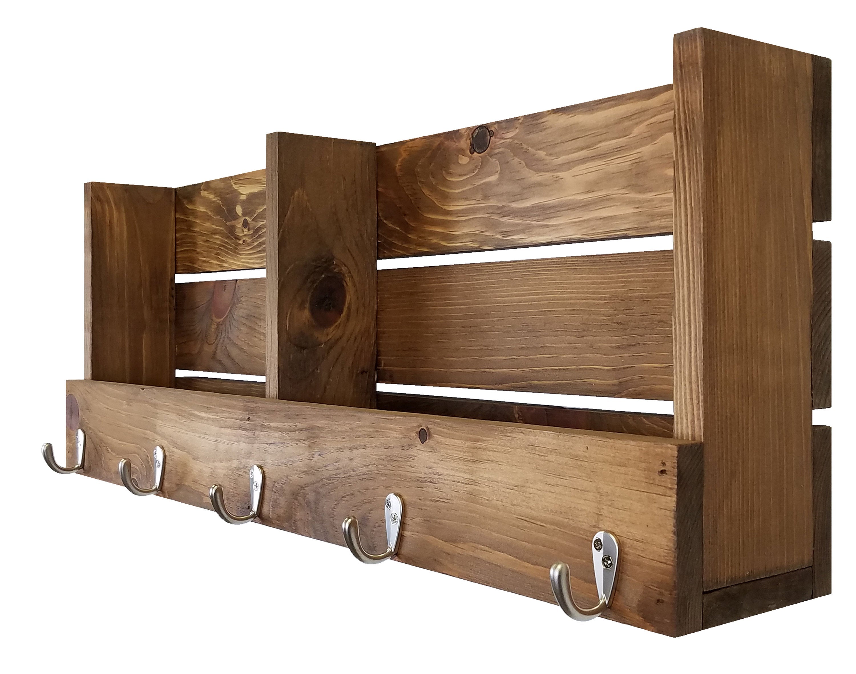 Union Barn Large Double Wall Bin Organizer with Hooks, Key Hook, Mail Holder - Renewed Decor & Storage