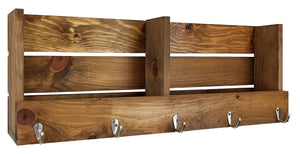Union Barn Large Double Wall Bin Organizer with Hooks, Key Hook, Mail Holder - Renewed Decor & Storage