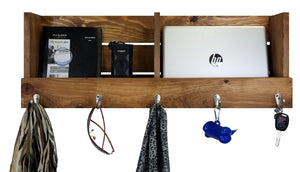 Union Barn Large Double Wall Bin Organizer with Hooks, Key Hook, Mail Holder - Renewed Decor & Storage