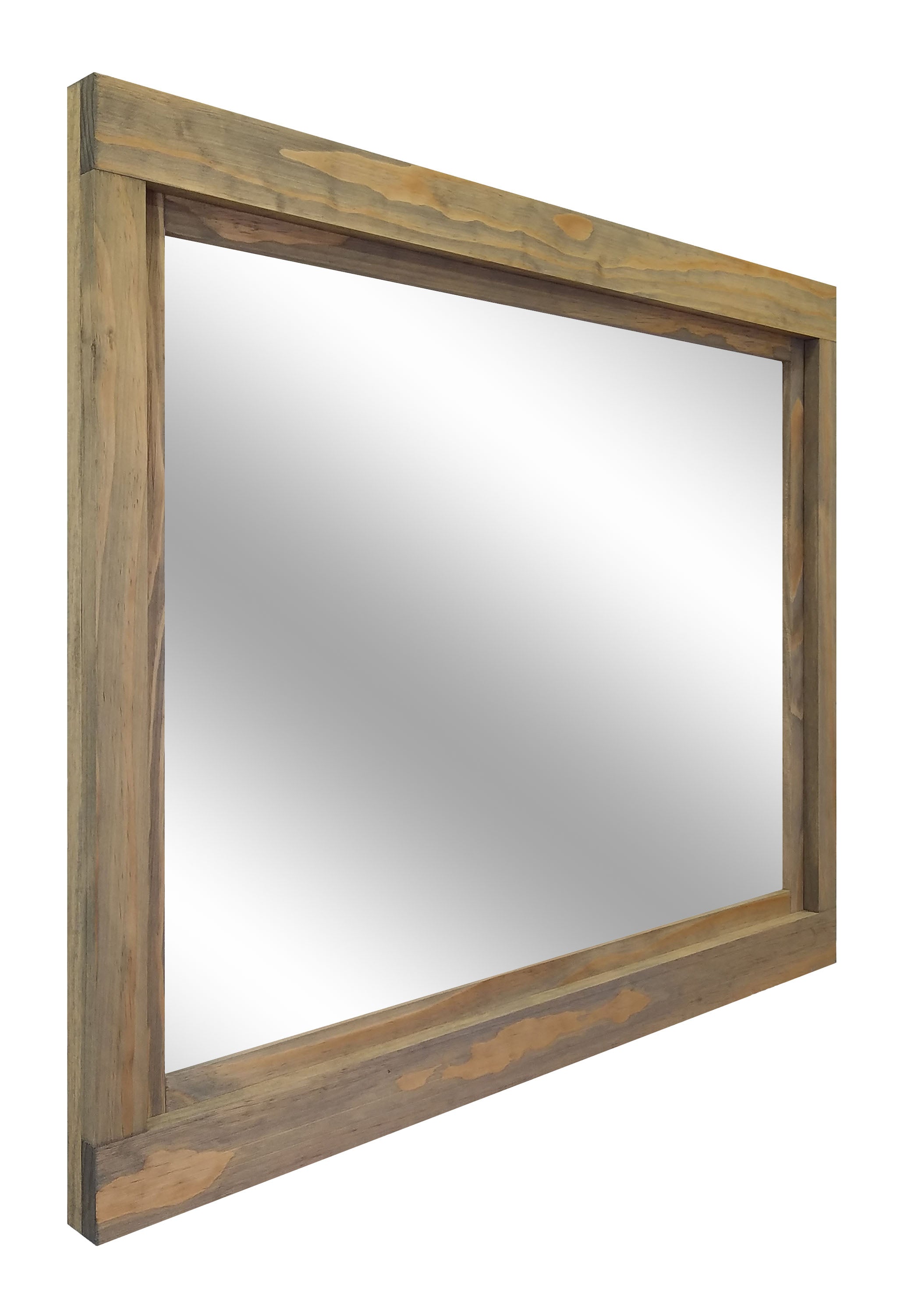 Farmhouse Wood Framed Wall Mirror, 5 Sizes & 20 Colors, Shown in Weathered Oak