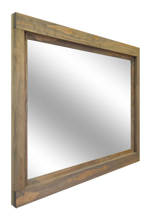 Farmhouse Wood Framed Wall Mirror, 5 Sizes & 20 Colors, Shown in Weathered Oak