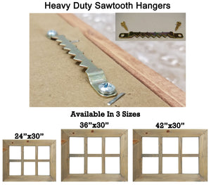 6 Pane Shiplap Rustic Wood Frame Wreath Holder - 20 Stain Colors - Renewed Decor & Storage