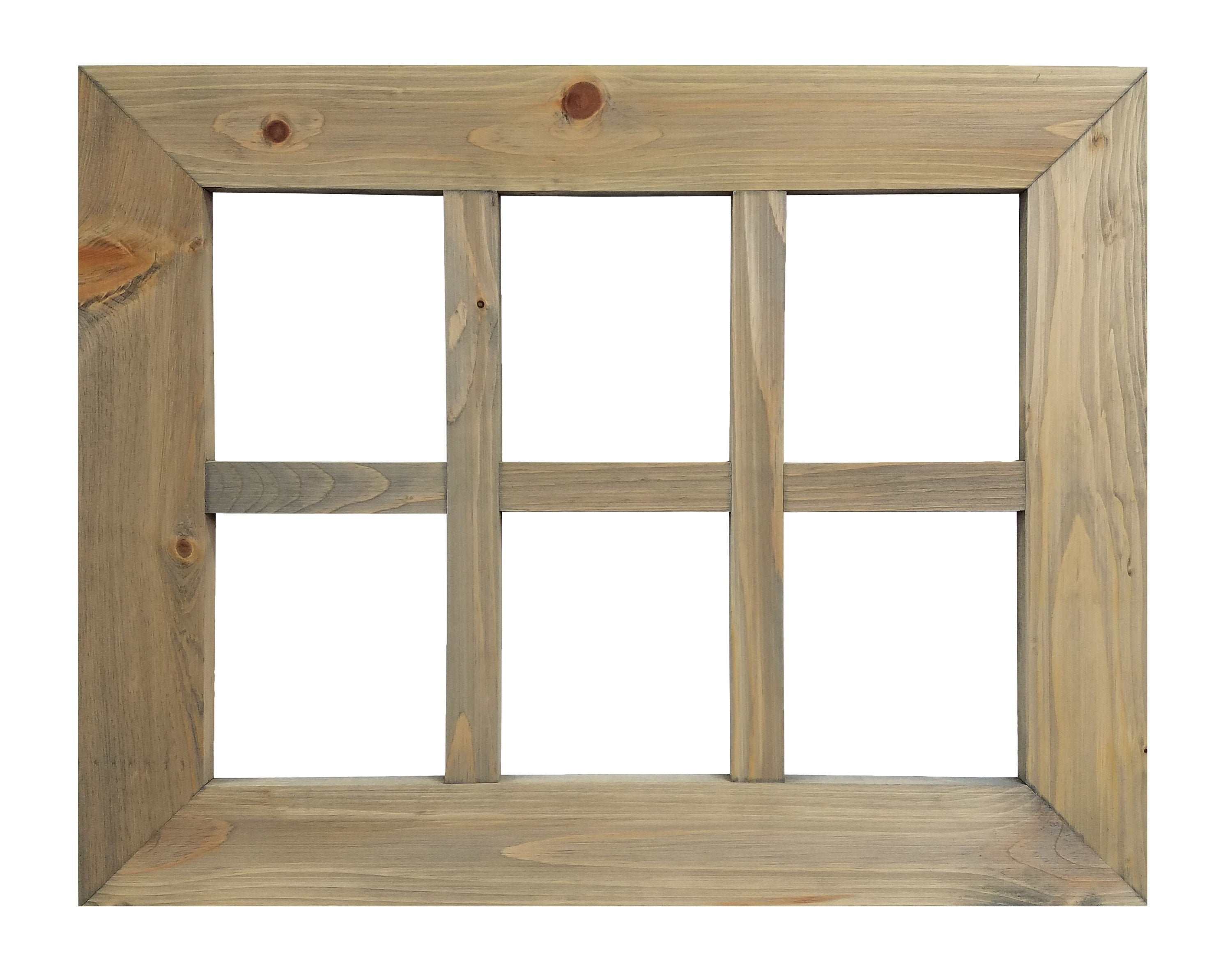 6 Pane Shiplap Rustic Wood Frame Wreath Holder - 20 Stain Colors - Renewed Decor & Storage