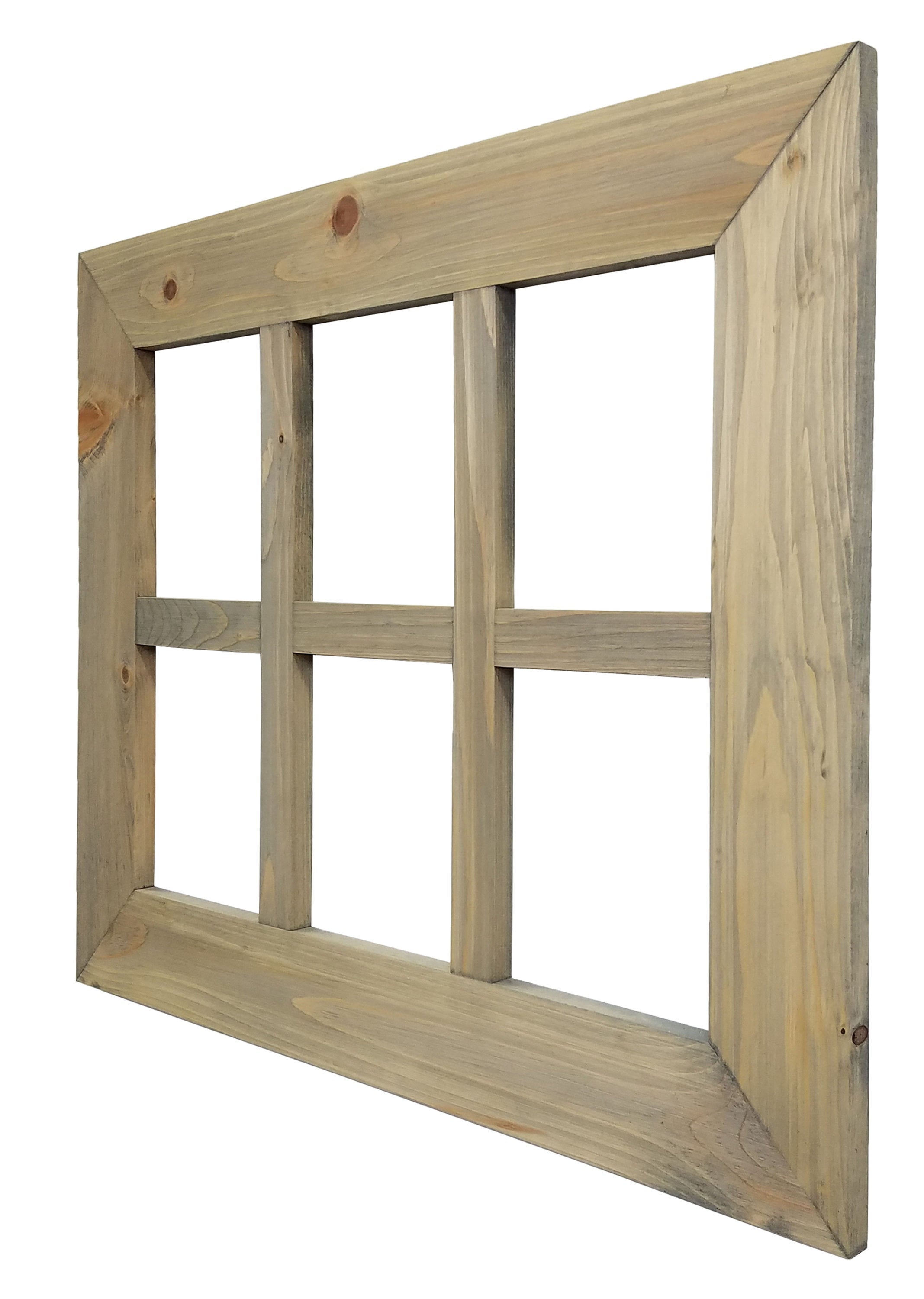 6 Pane Shiplap Rustic Wood Frame Wreath Holder - 20 Stain Colors - Renewed Decor & Storage
