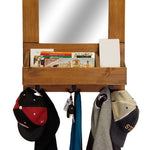 York Farmhouse Entryway Mirror Wall Cubby Organizer with Hooks - Renewed Decor & Storage