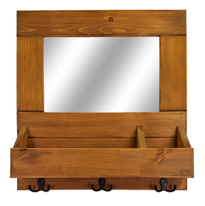 York Farmhouse Entryway Mirror Wall Cubby Organizer with Hooks - Renewed Decor & Storage