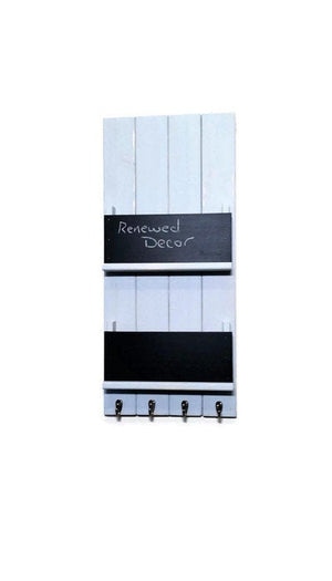 Chalkboard Front Lawndale Dual Bin Mail Organizer, Light French Gray, Oiled Bronze Hooks