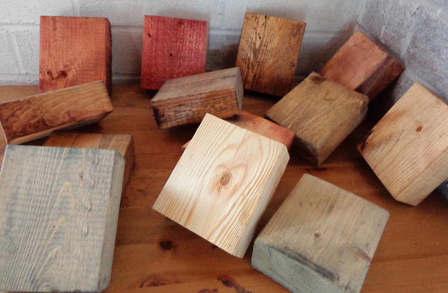 Eco-Friendly Radiata Pine Wood Tile Stain Samples