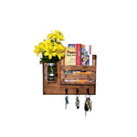 Jefferson Organizer, Slat Front, Hooks & Decorative Mason Jar, 20 Stain Colors - Renewed Decor & Storage