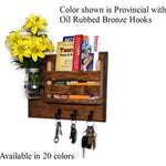 Jefferson Organizer, Slat Front, Hooks & Decorative Mason Jar, 20 Stain Colors - Renewed Decor & Storage