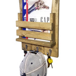 Sydney Slat Front, Mail Holder Organizer and Key Holder, Available with up to 3 Single Key Hooks – 20 Custom Colors: Shown in Driftwood - Renewed Decor & Storage