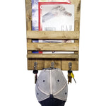Sydney Slat Front, Mail Holder Organizer and Key Holder, Available with up to 3 Single Key Hooks – 20 Custom Colors: Shown in Driftwood - Renewed Decor & Storage