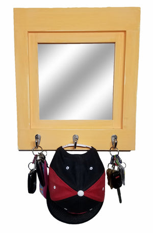 Quakertown Farmhouse Mirror With Hooks, 20 Paint Colors - Renewed Decor & Storage