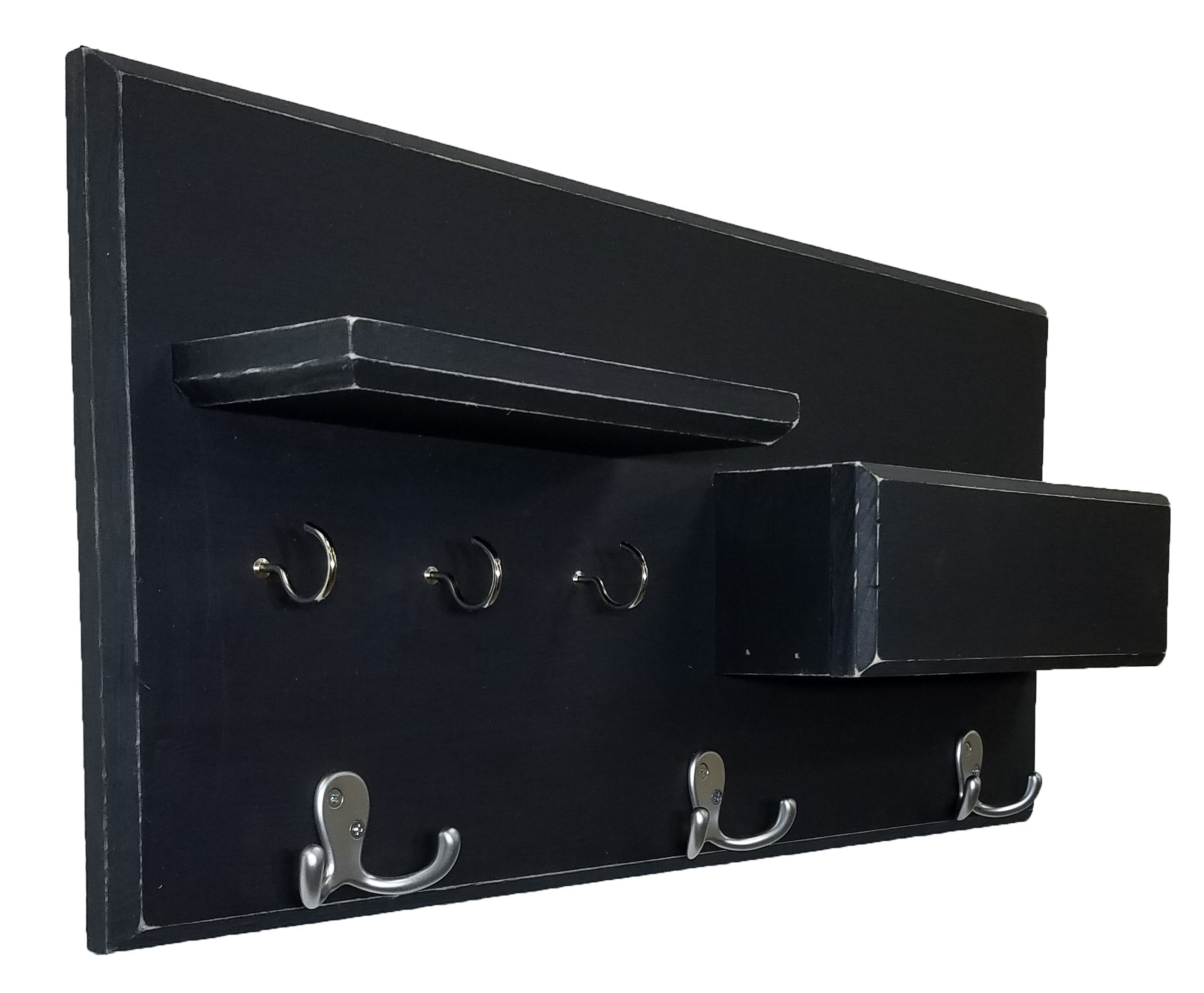 Hamilton Elite Wall Mounted Organizer, Shown in Kettle Black with Nickel Hooks