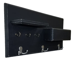 Hamilton Elite Wall Mounted Organizer, Shown in Kettle Black with Nickel Hooks