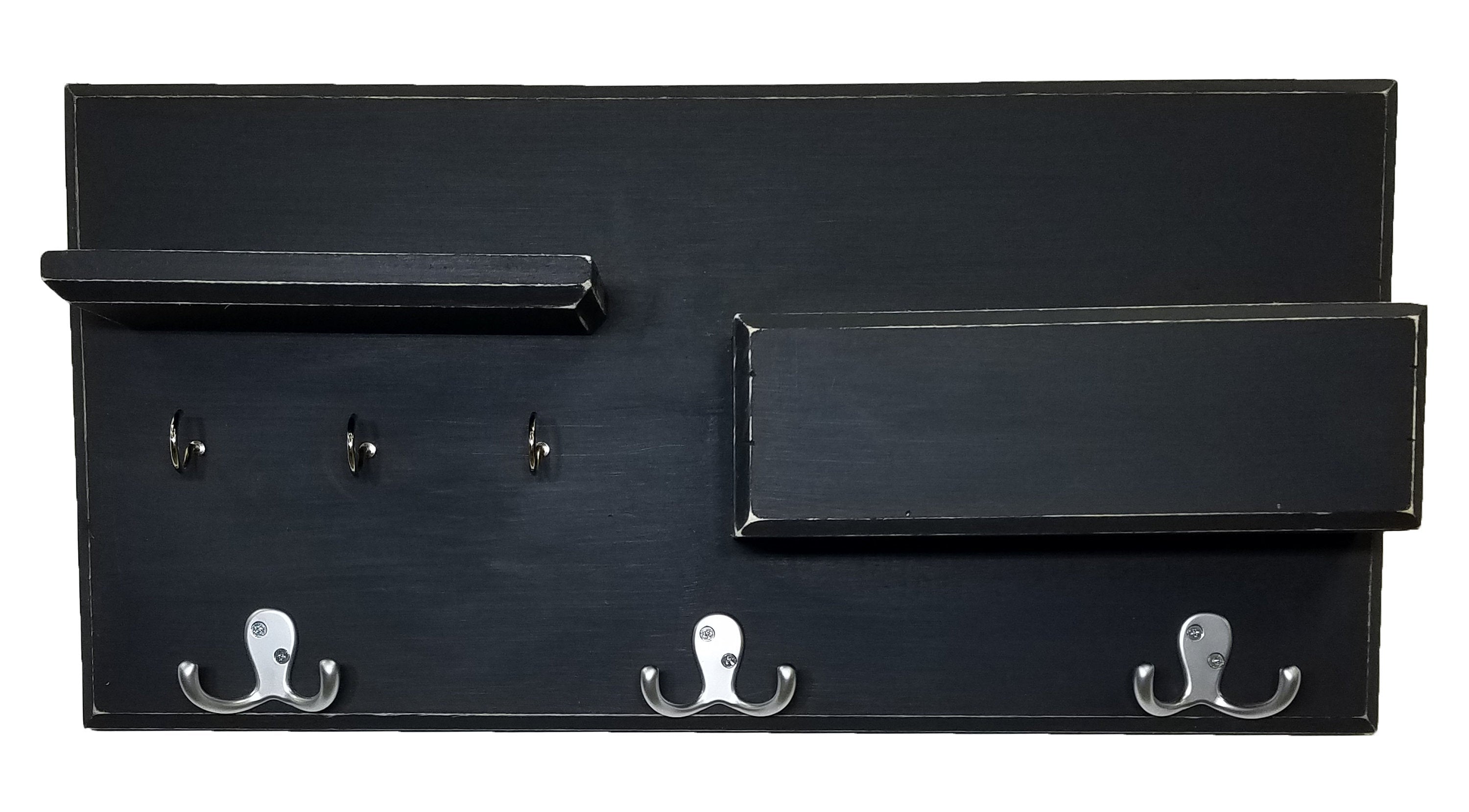Hamilton Elite Wall Mounted Organizer, Shown in Kettle Black with Nickel Hooks
