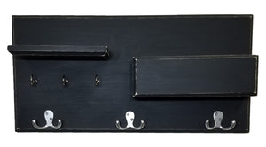 Hamilton Elite Wall Mounted Organizer, Shown in Kettle Black with Nickel Hooks