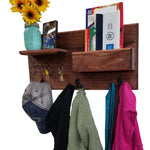 Hamilton Elite Wall Mounted Mail Organizer, Shown in Red Mahogany with Oiled Bronze Hooks