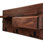 Hamilton Elite Wall Mounted Mail Organizer, Shown in Red Mahogany with Oiled Bronze Hooks