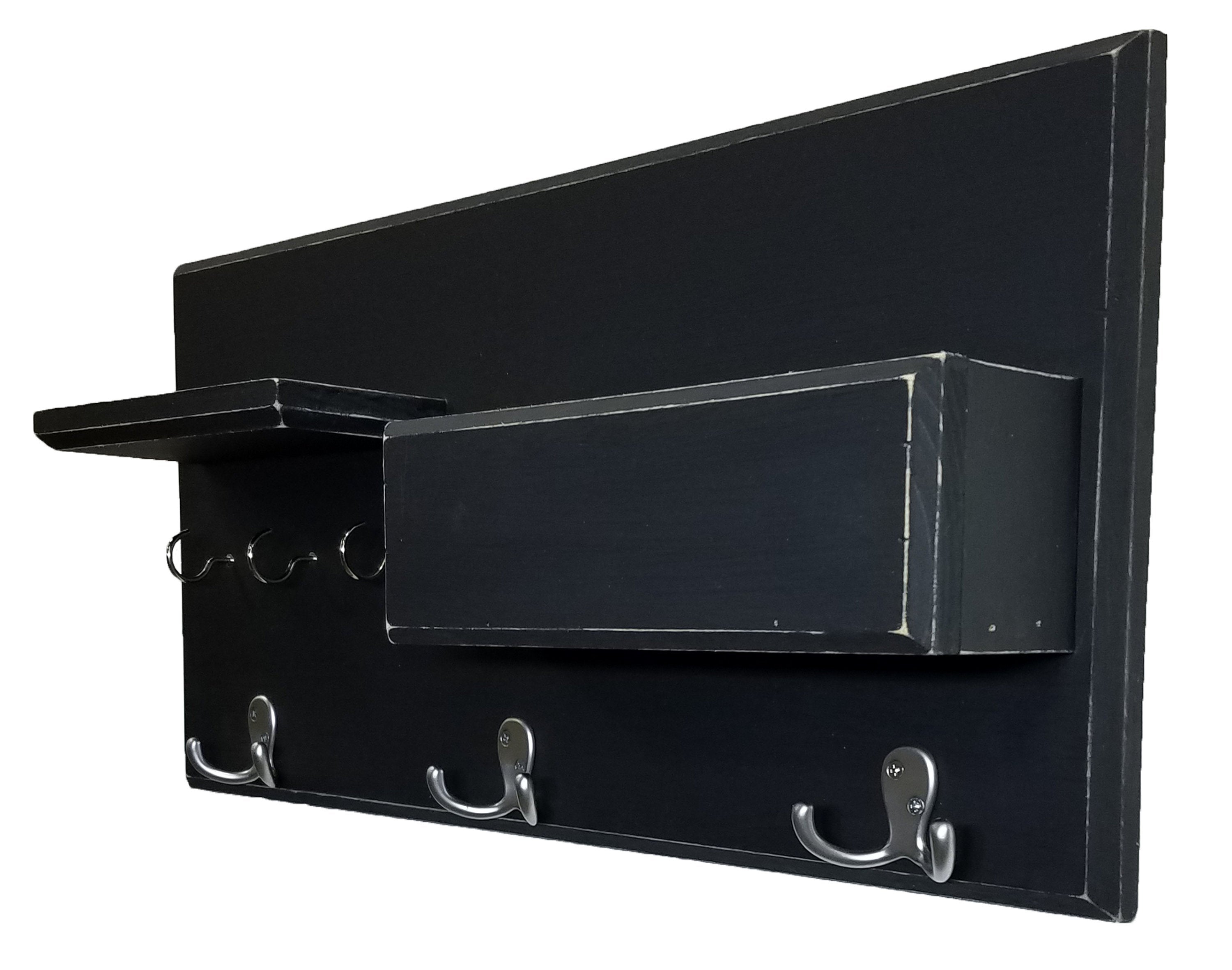 Hamilton Elite Wall Mounted Organizer, Shown in Kettle Black with Nickel Hooks