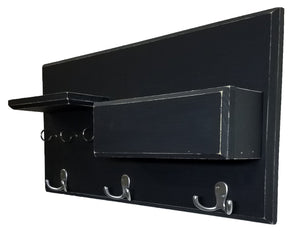 Hamilton Elite Wall Mounted Organizer, Shown in Kettle Black with Nickel Hooks