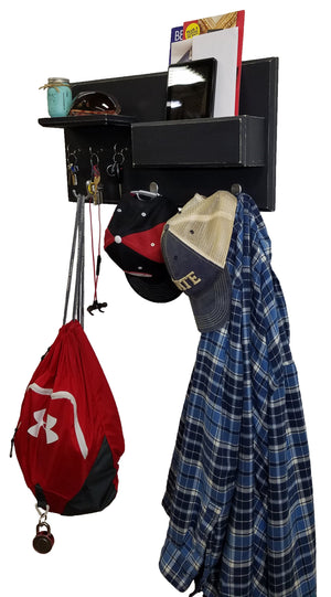 Hamilton Elite Wall Mounted Organizer, Shown in Kettle Black with Nickel Hooks